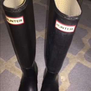 Hunter Wellington BLACK Tall Boots 7.5